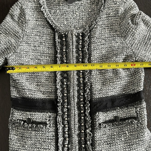 WHBM Sweater Blazer Jacket Black White Stitched Lightweight Cardigan Fabric Sz M - Picture 7 of 9